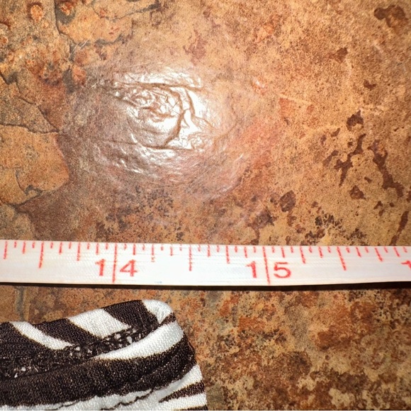 Lily Brown White Elastic Waist Tropical Ruffled Leaf Midi Skirt Size Medium - Picture 3 of 6